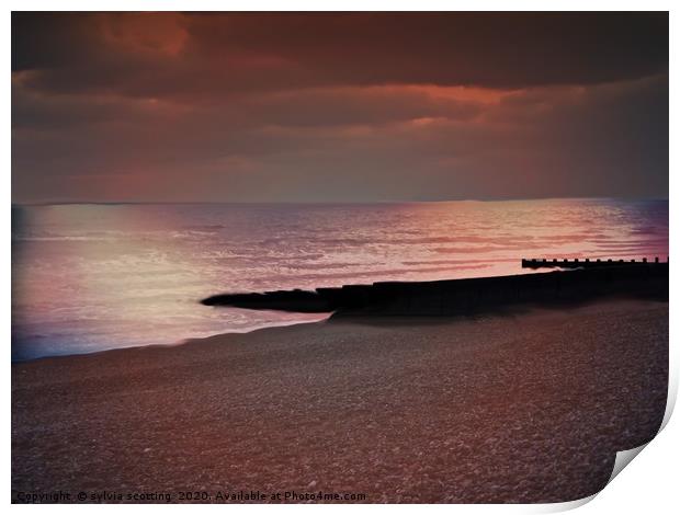 Calming sunset at Hastings  Print by sylvia scotting