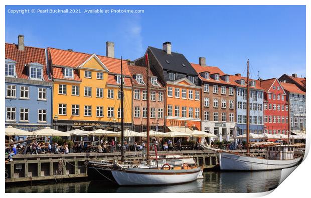Colourful Nyhavn Waterfront Copenhagen Print by Pearl Bucknall