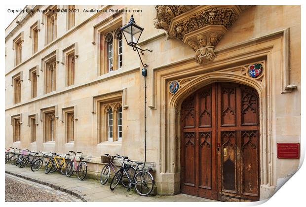Pembroke College Bikes in Oxford Print by Pearl Bucknall