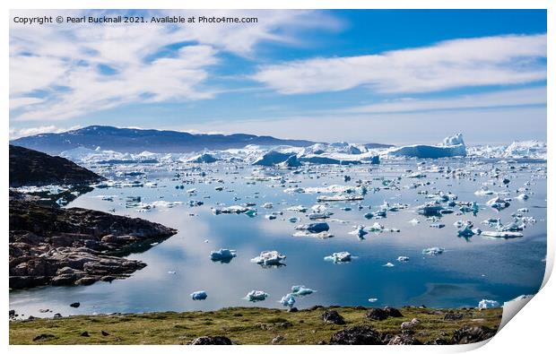 Icebergs in Ilulissat Icefjord Greenland Print by Pearl Bucknall