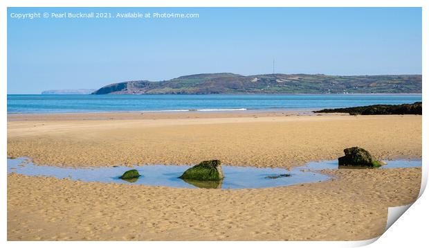  Tide Pool on Benllech Beach Anglesey Print by Pearl Bucknall