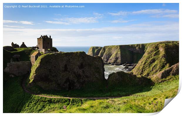 Dunnottar Castle on Scottish Coast Scotland Print by Pearl Bucknall