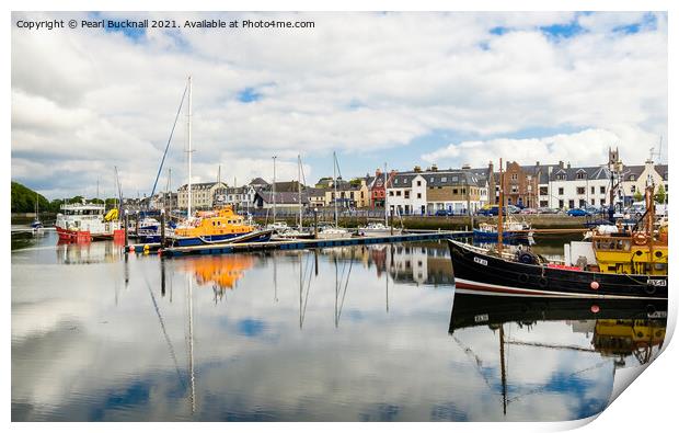 Stornoway Harbour Reflections Isle of Lewis  Print by Pearl Bucknall