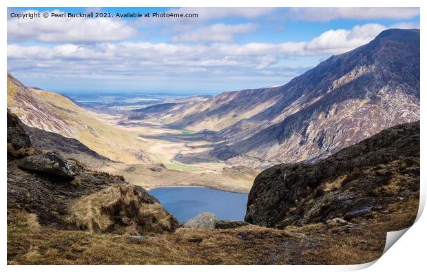 Nameless Cwm to Nant Ffrancon in Snowdonia Print by Pearl Bucknall