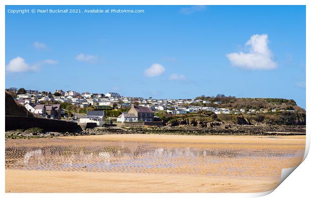 Quiet Sandy Benllech Beach Anglesey Wales Print by Pearl Bucknall