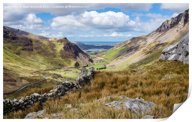 Stunning View Down Nantlle Valley Snowdonia Wales Print by Pearl Bucknall