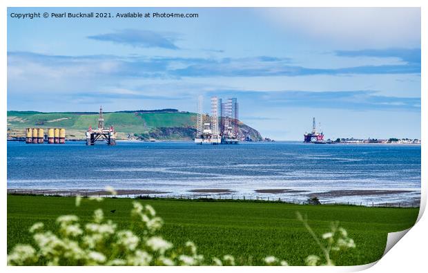 Cromarty Firth Oil Rigs Scotland Print by Pearl Bucknall