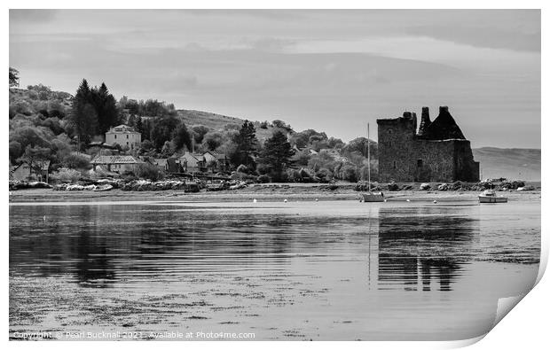Loch Ranza Isle of Arran Scotland Black and White Print by Pearl Bucknall