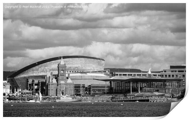 Cardiff Bay Black and White Print by Pearl Bucknall