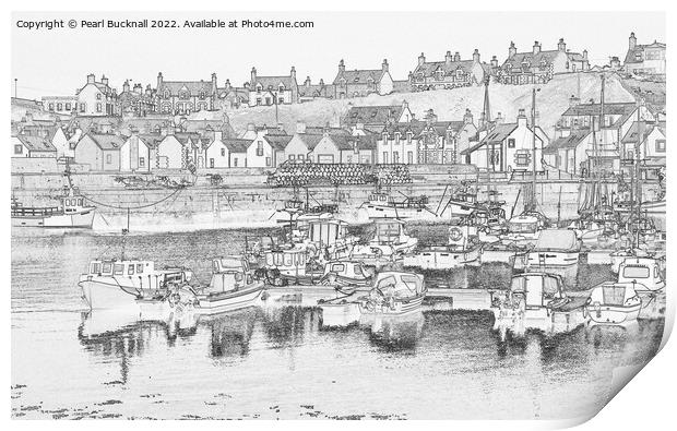 Findochty Fishing Harbour Scotland Print by Pearl Bucknall