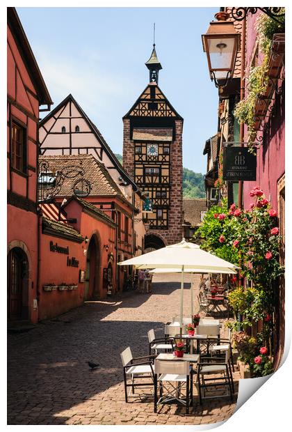 French Cafe Riquewihr France Print by Pearl Bucknall