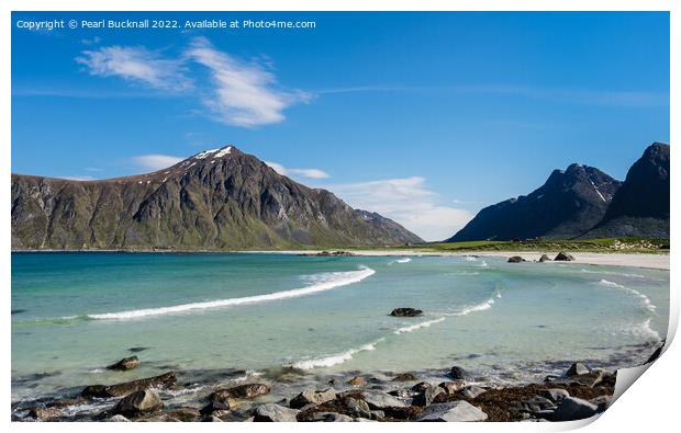 Skagsanden Beach Lofoten Islands Norway Print by Pearl Bucknall