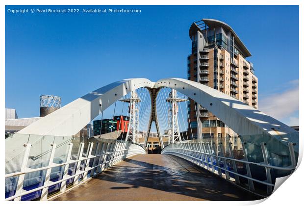 Lowry Millennium Footbridge Salford Quays Print by Pearl Bucknall