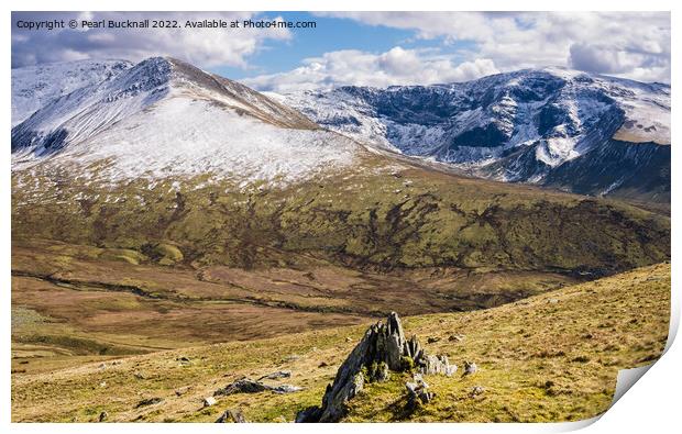 Carneddau Mountains Snowdonia Wales Print by Pearl Bucknall