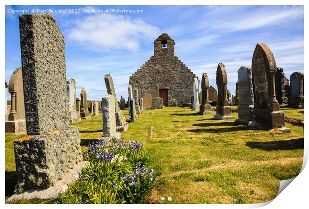 Old Gravestones in St Mary's Churchyard Orkney Print by Pearl Bucknall