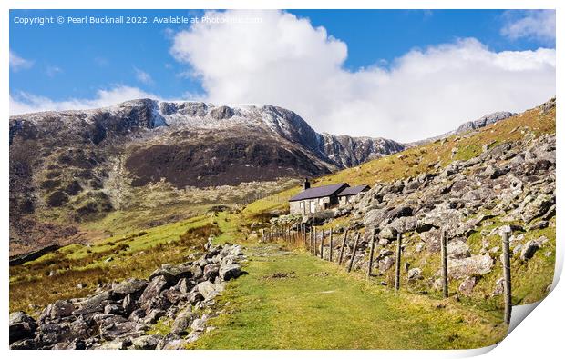 Cwm Eigiau and Pen yr Helgi Du Snowdonia Wales Print by Pearl Bucknall