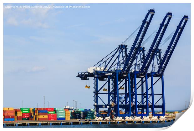 Port of Felixstowe Cranes and Containers Print by Pearl Bucknall