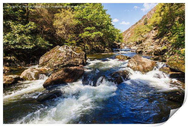 Afon Glaslyn River in Aberglaslyn Pass Snowdonia Print by Pearl Bucknall