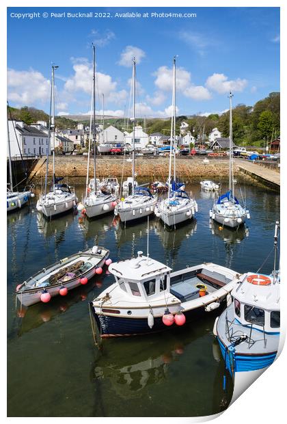 Boats in Laxey Harbour Isle of Man Print by Pearl Bucknall