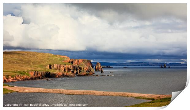 Eshaness Drongs Shetland Isles Coastline Print by Pearl Bucknall