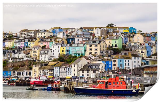 Boats in Brixham Harbour Devon Coast Print by Pearl Bucknall