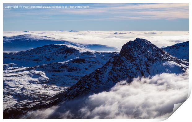 Tryfan Mountain Above the Clouds Print by Pearl Bucknall