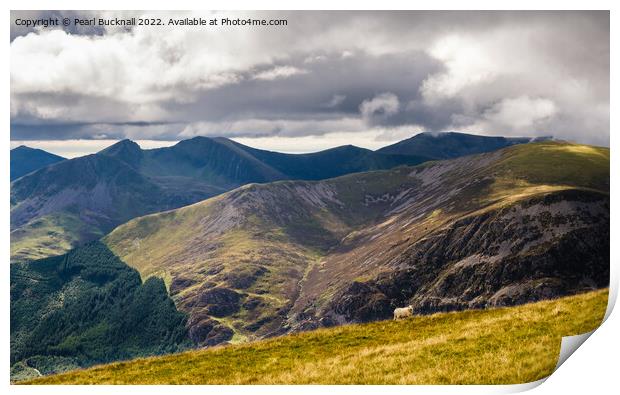 Mountain Landscape from Moel Eilio in Snowdonia Print by Pearl Bucknall