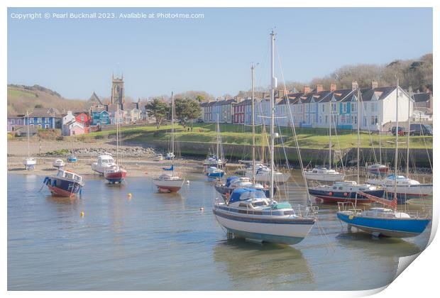 Boats in Aberaeron Harbour Ceredigion Print by Pearl Bucknall