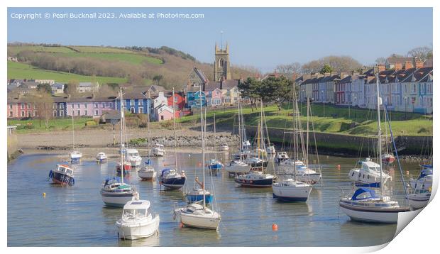 Boats in Aberaeron Harbour Panoramic Print by Pearl Bucknall