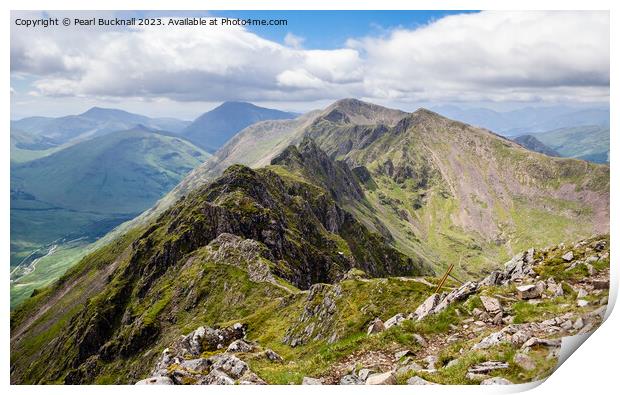 Aonach Eagach Scottish Munros Glen Coe Scotland Print by Pearl Bucknall