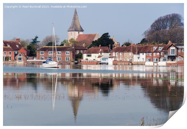 Bosham Reflected in Chichester Harbour Sussex Coas Print by Pearl Bucknall