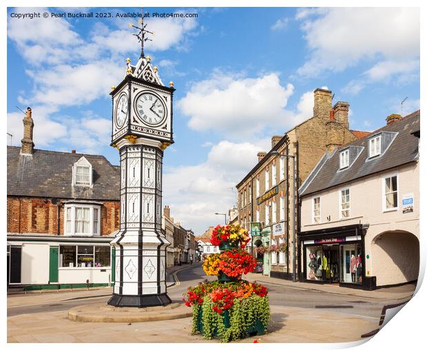 Downham Market Town Clock Norfolk Print by Pearl Bucknall
