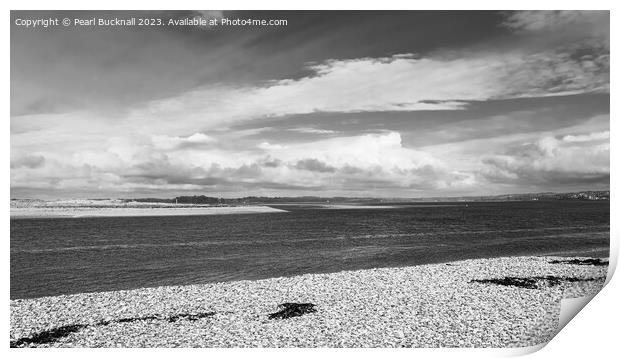 Menai Strait Wales Coastal Landscape Pano Mono Print by Pearl Bucknall