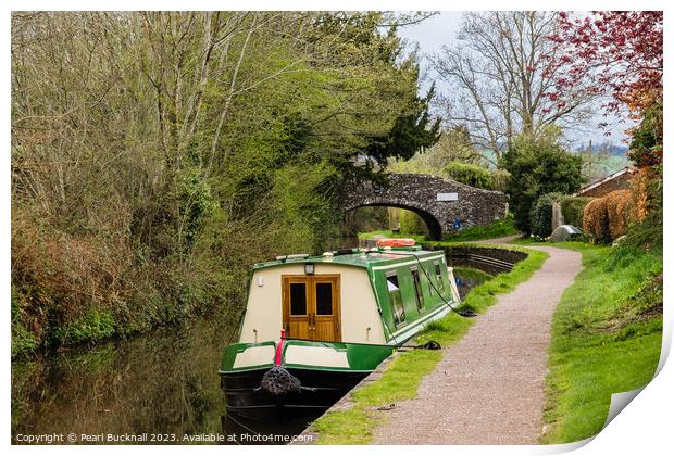 Monmouthshire and Brecon Canal Boat Print by Pearl Bucknall