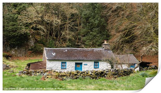 Isolated Welsh Stone Cottage Print by Pearl Bucknall