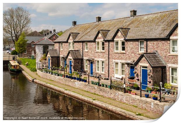 Canalside Cottages in Brecon Basin Print by Pearl Bucknall