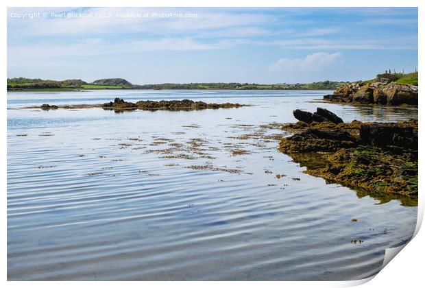Serene Inland Sea Anglesey Seascape Coast Print by Pearl Bucknall