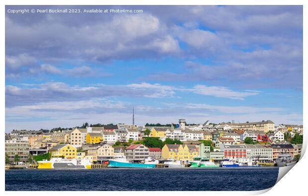 Colourful Kristiansund Cityscape Norway Print by Pearl Bucknall