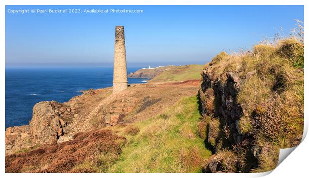 Cornish Tin Mine Cornwall panoramic Print by Pearl Bucknall