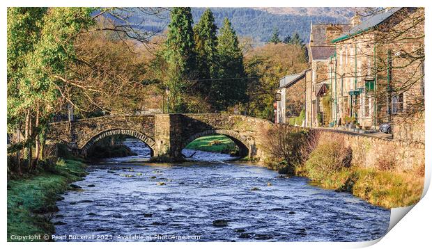Beddgelert Village Bridge in Snowdonia Print by Pearl Bucknall