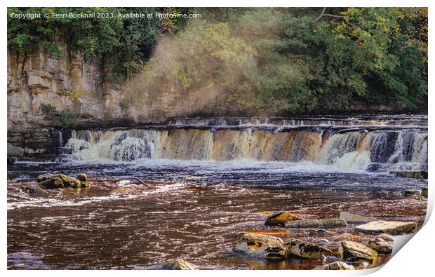 Richmond Falls on River Swale Swaledale Yorkshire Print by Pearl Bucknall