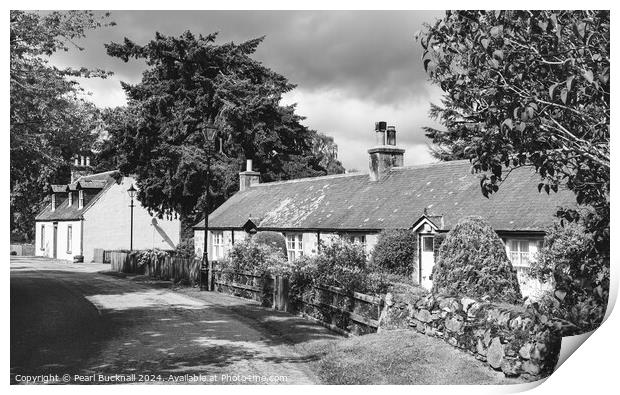 Cawdor Village near Nairn Scotland black and white Print by Pearl Bucknall