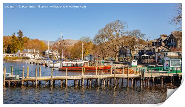 Windermere Boat, Jetty, Ambleside, Lake District Print by Pearl Bucknall