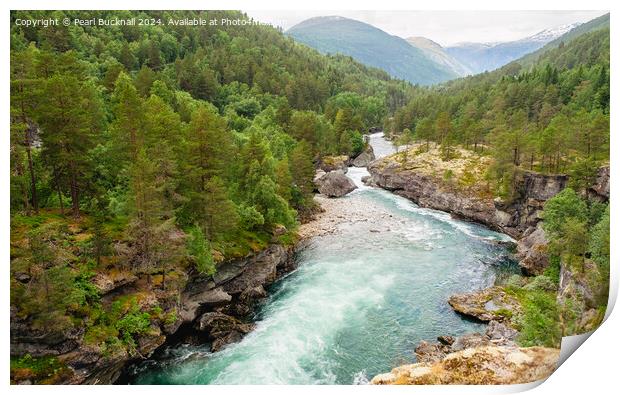 Rauma River Rapids in Romsdal, Norway Print by Pearl Bucknall