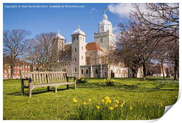 Portsmouth Cathedral Hampshire in Spring Print by Pearl Bucknall