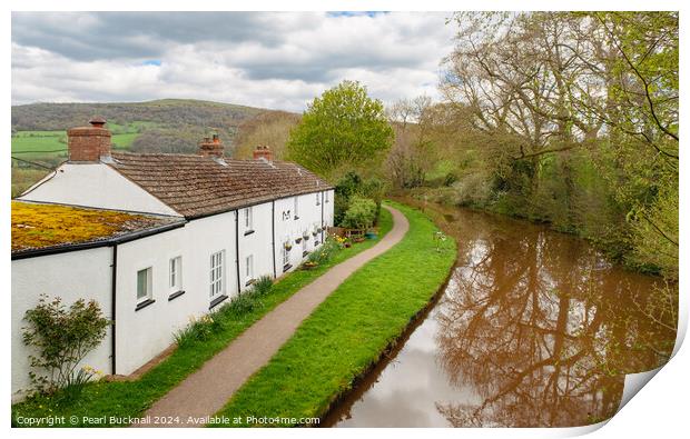 Monmouthshire and Brecon Canal Cottages Print by Pearl Bucknall
