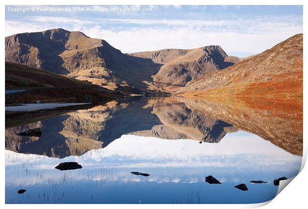 Llyn Ogwen Lake in Snowdonia Wales Print by Pearl Bucknall