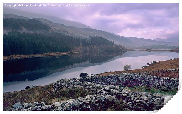 Llynnau Mymbyr lakes in Snowdonia Print by Pearl Bucknall