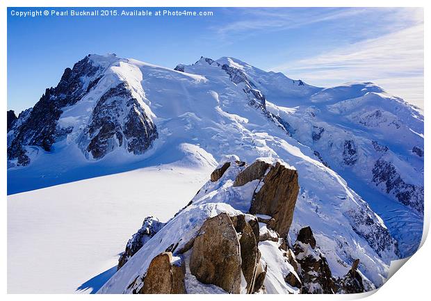 Mont Blanc Massif in Winter Snow Print by Pearl Bucknall