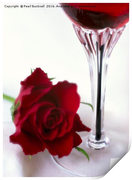 Red Rose and Wine Valentine Concept Print by Pearl Bucknall